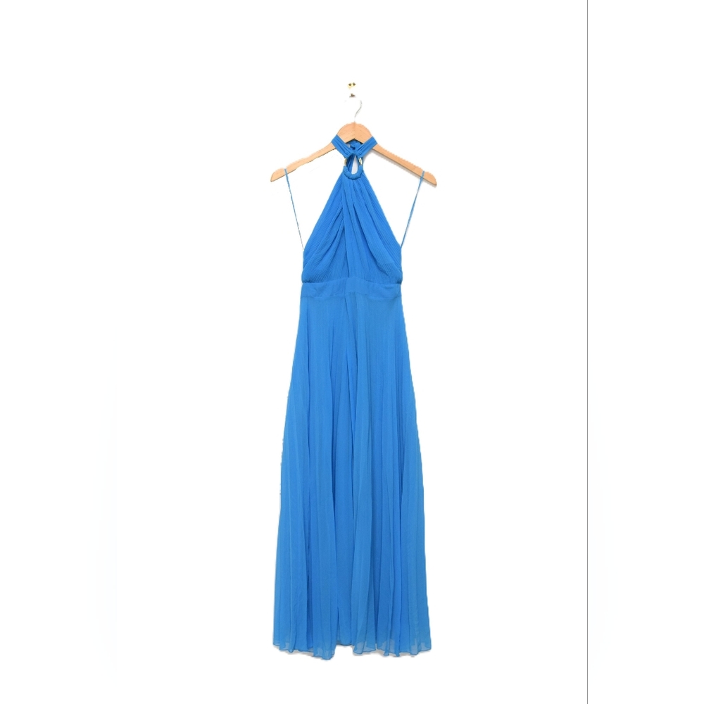 Zara Bright Blue Halter Midi Dress - Picture 3 of 9